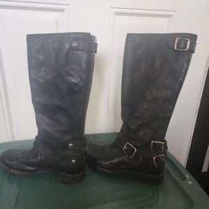 Frye Black Leather Boots with Buckle